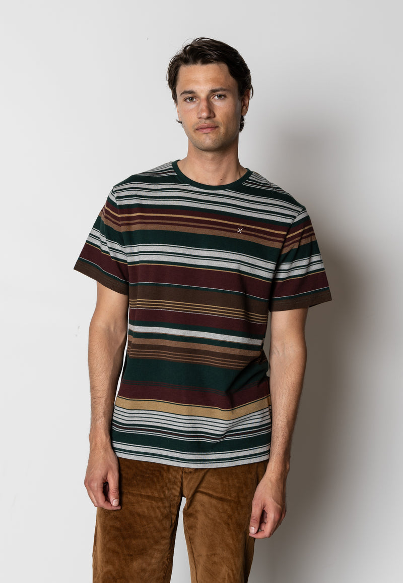 Clean Cut Copenhagen Scott cotton t-shirt T-shirts S/S Deep Green/Dark Plum striped