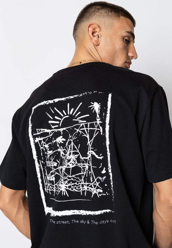 Fat Moose ZEKE PRINTED T-SHIRT T-shirts S/S Sort