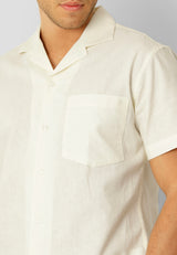 Clean Cut Copenhagen Bowling cotton/linen S/S shirt Skjorte S/S Ecru