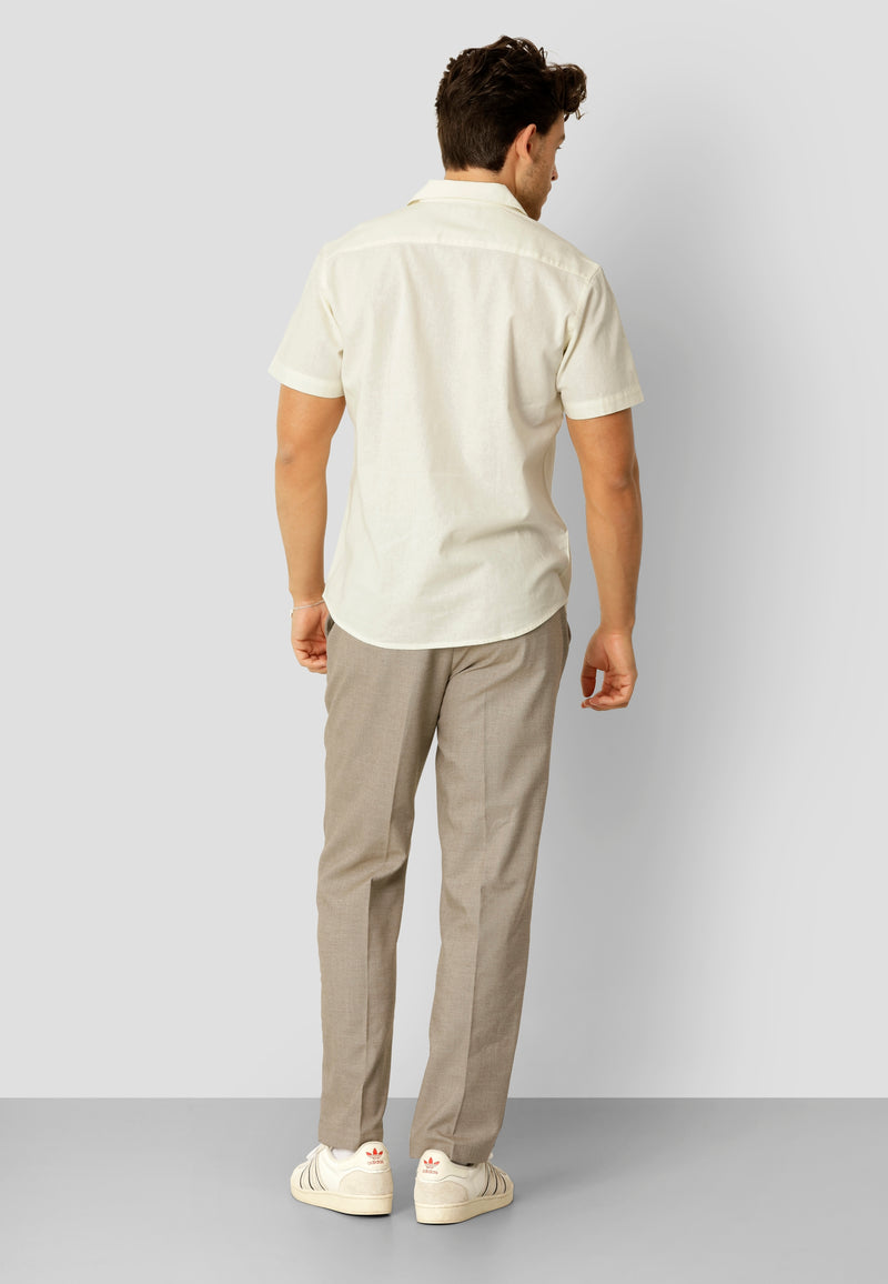 Clean Cut Copenhagen Bowling cotton/linen S/S shirt Skjorte S/S Ecru