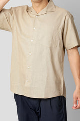 Clean Cut Copenhagen Bowling cotton/linen S/S shirt Skjorte S/S Khaki