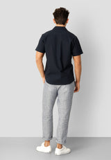 Clean Cut Copenhagen Bowling cotton/linen S/S shirt Skjorte S/S Navy