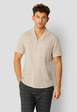 Clean Cut Copenhagen Giles cotton/linen shirt Skjorte S/S Sand Melange