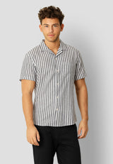 Clean Cut Copenhagen Giles striped S/S shirt Skjorte S/S Navy / Ecru