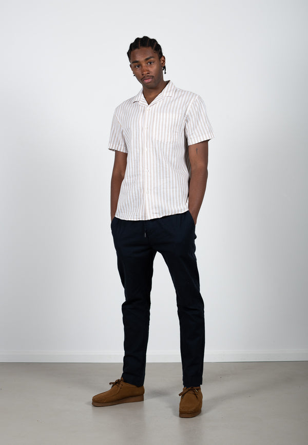 Clean Cut Copenhagen Giles striped S/S shirt Skjorte S/S Sand Melange / Ecru