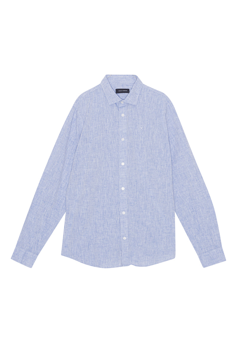 Clean Cut Copenhagen Jamie cotton/linen shirt Skjorte L/S Blå Melange