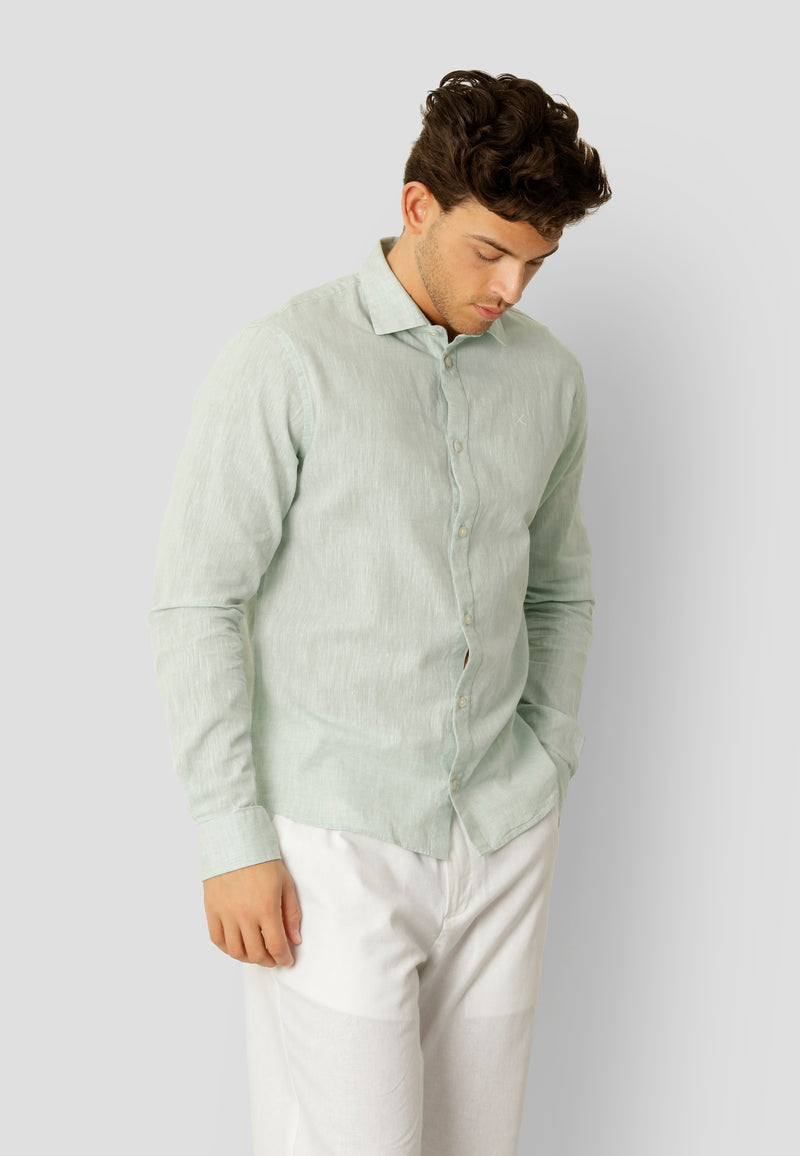 Clean Cut Copenhagen Jamie cotton/linen shirt Skjorte L/S Minty Green Melange