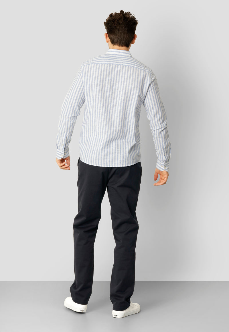 Clean Cut Copenhagen Jamie cotton/linen striped shirt Skjorte L/S Blue Melange / Ecru