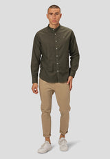 Clean Cut Copenhagen Oxford mandarin collar stretch shirt Skjorte L/S Army