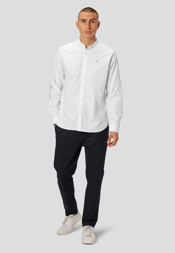 Clean Cut Copenhagen Oxford mandarin collar stretch shirt Skjorte L/S Hvid