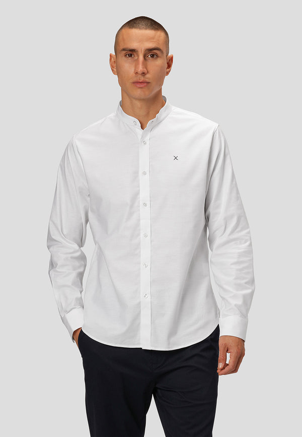 Clean Cut Copenhagen Oxford mandarin collar stretch shirt Skjorte L/S Hvid