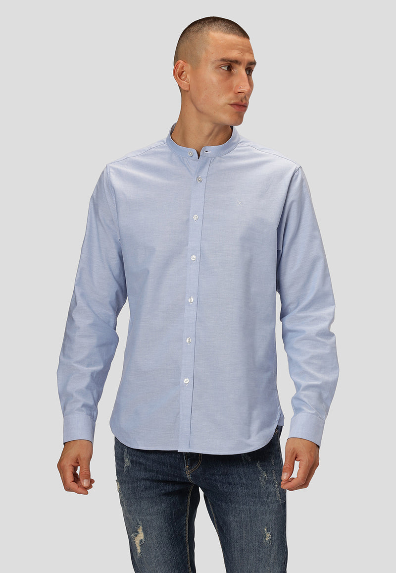 Clean Cut Copenhagen Oxford mandarin collar stretch shirt Skjorte L/S Lyseblå