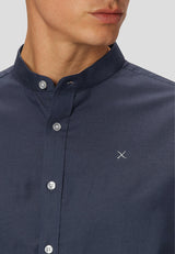 Clean Cut Copenhagen Oxford mandarin collar stretch shirt Skjorte L/S Navy