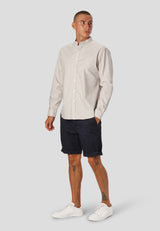 Clean Cut Copenhagen Oxford mandarin collar stretch shirt Skjorte L/S Sand Melange