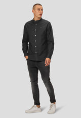 Clean Cut Copenhagen Oxford mandarin collar stretch shirt Skjorte L/S Sort